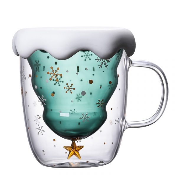 Cute Christmas Tree Mug,High Borosilicate Double Layer Glass Cup With Handle For Milk,Heat-resistant Coffee Cups Christmas Gifts - Image 4
