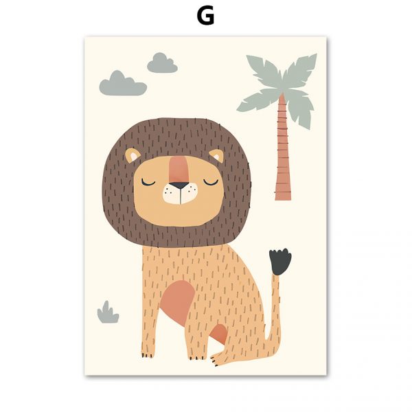 Cartoon Animal Pattern Wall Art Canvas Painting - Image 8