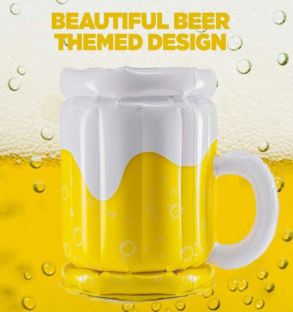 Large Inflatable Beer Mug Cooler Pool Float Drink Cooler For Adults Parties 2 In1 Drink Floatie And Party Supplies Great Toy For Beach Pool And Jacuzzi - Image 6