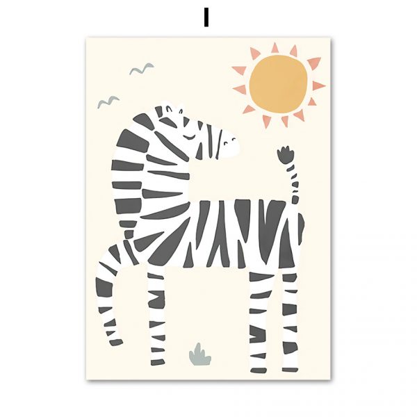 Cartoon Animal Pattern Wall Art Canvas Painting - Image 5
