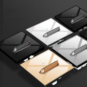 Personalized Tempered Glass Black Socket Panel