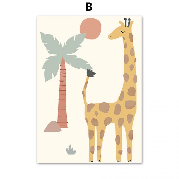 Cartoon Animal Pattern Wall Art Canvas Painting - Image 2