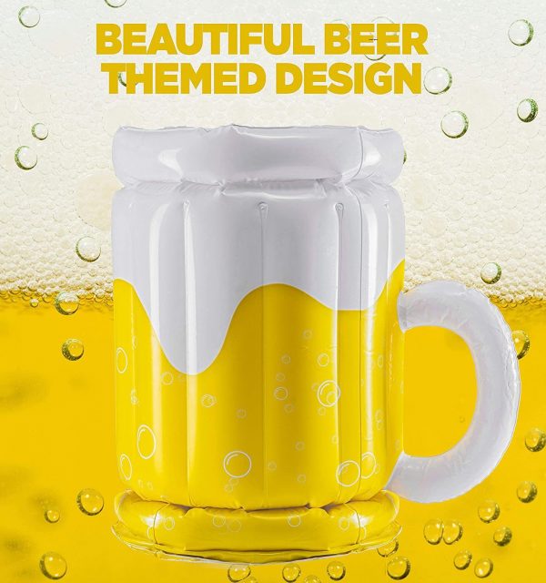 Large Inflatable Beer Mug Cooler Pool Float Drink Cooler For Adults Parties 2 In1 Drink Floatie And Party Supplies Great Toy For Beach Pool And Jacuzzi - Image 8