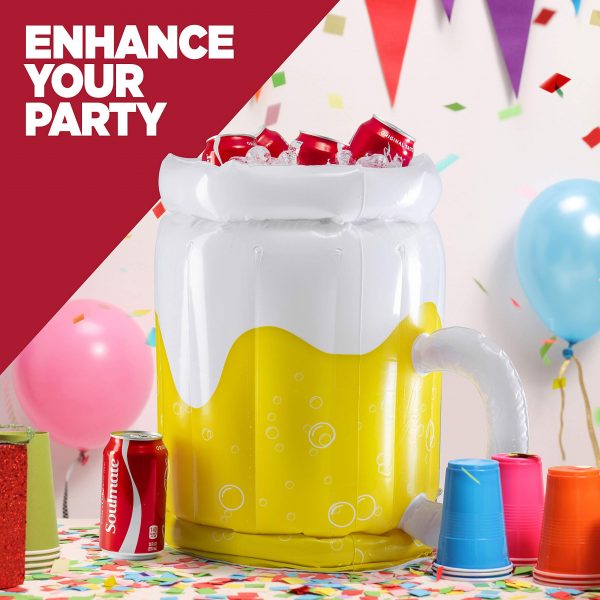Large Inflatable Beer Mug Cooler Pool Float Drink Cooler For Adults Parties 2 In1 Drink Floatie And Party Supplies Great Toy For Beach Pool And Jacuzzi - Image 3