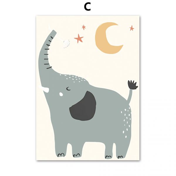 Cartoon Animal Pattern Wall Art Canvas Painting - Image 7