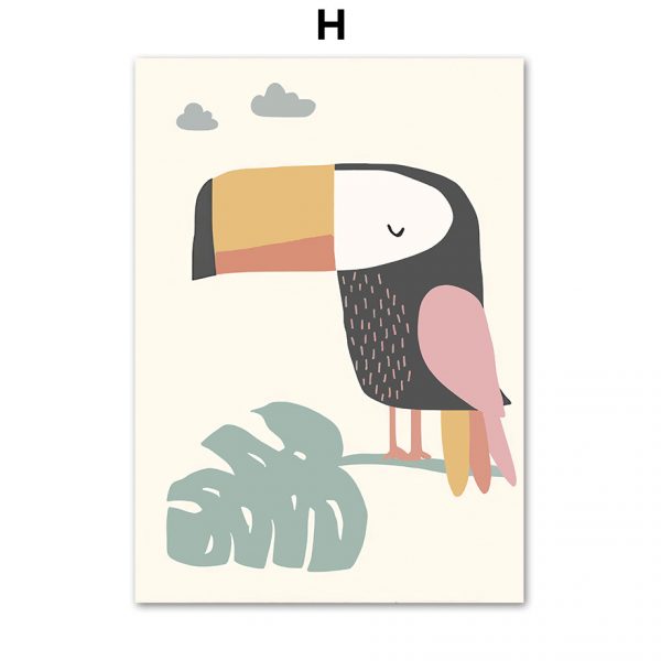 Cartoon Animal Pattern Wall Art Canvas Painting - Image 6