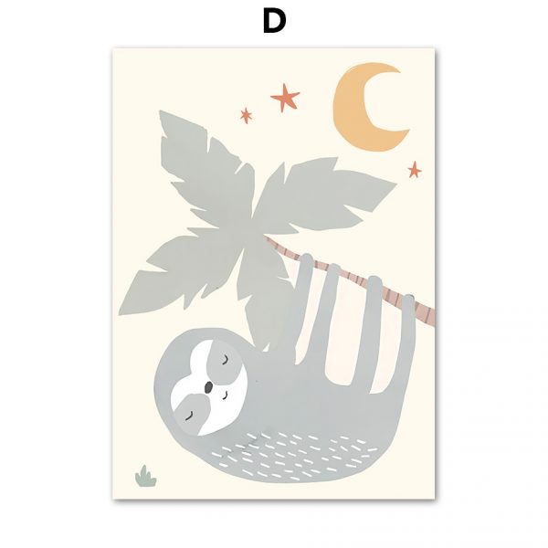 Cartoon Animal Pattern Wall Art Canvas Painting - Image 3