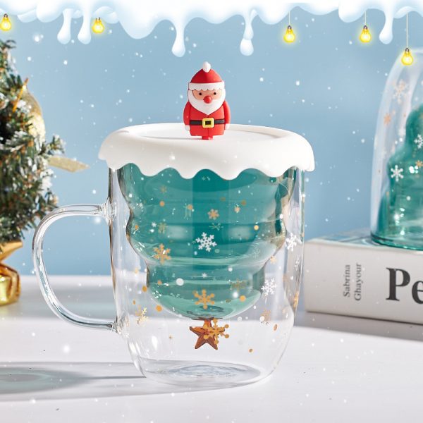 Cute Christmas Tree Mug,High Borosilicate Double Layer Glass Cup With Handle For Milk,Heat-resistant Coffee Cups Christmas Gifts - Image 6
