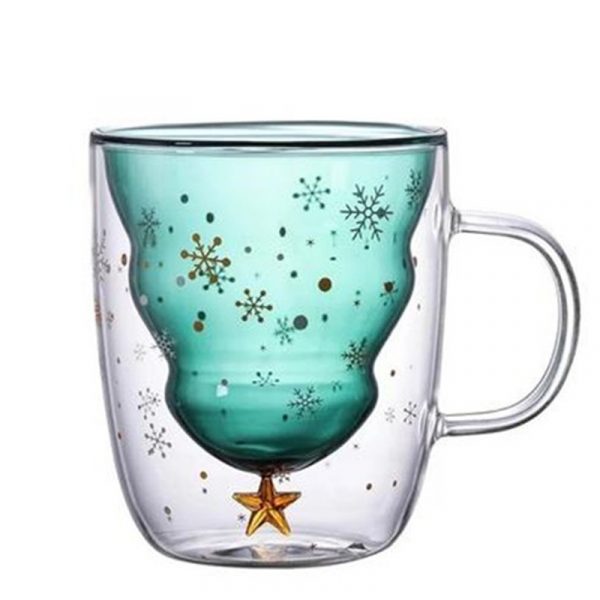 Cute Christmas Tree Mug,High Borosilicate Double Layer Glass Cup With Handle For Milk,Heat-resistant Coffee Cups Christmas Gifts - Image 7